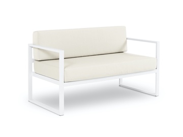 Lauko sofa Calme Jardin Nicea, balta/smėlio, 65 cm x 130 cm x 76 cm