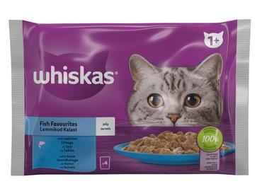 Šlapias kačių maistas Whiskas Salmon, tuna, lašiša/tunas, 0.085 kg, 4 vnt.