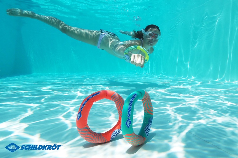 Veemäng Schildkrot Neopren Diving Rings, punane/kollane/roheline, 3 tk