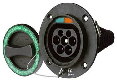 Elektromobiļu uzlādes kontaktligzda Duosida Electric Vehicle Socket Type 2 (Male), 32A, 3-phase, melna, 415 V