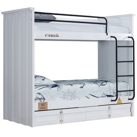 Divstāvīga gulta Kalune Design Konteyner 106DNV1270, balta, 99 x 204 cm