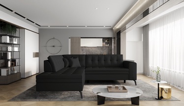 Stūra dīvāns Lanvin Softis 11, melna, kreisais, 210 x 260 cm x 93 cm