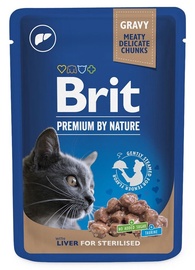 Mitrā kaķu barība Brit Premium By Nature Sterilised, aknas, 0.100 kg
