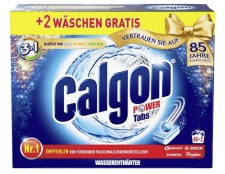 Trauku mazgājamās mašīnas kapsulas Calgon Power Tabs 2H97, veļas mazgājamām mašīnām, 47 gab.
