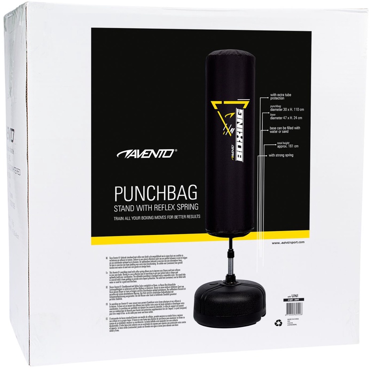 Боксерский мешок Avento Punchbag Stand, черный/желтый