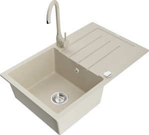 Köögivalamu koos kraaniga Mexen Bruno Beige, graniit, 79 cm x 49 cm x 20 cm