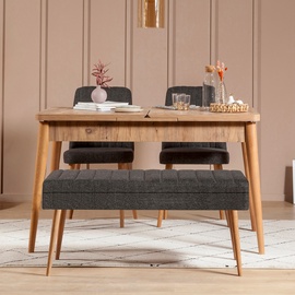Ēdamistabas komplekts Kalune Design Vina 1053 - 3, priedes/antracīts