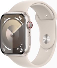 Viedais pulkstenis Apple Watch Series 9 GPS + Cellular, 45mm Starlight Aluminium Starlight Sport Band S/M, bēša