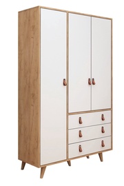 Riidekapp Kalune Design Franky, valge/tamm, 52 cm x 120 cm x 187 cm