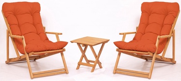 Lauko baldų komplektas Kalune Design MY007, oranžinis/medžio, 2 vietų