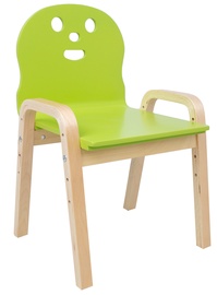 Bērnu krēsls Home4you Happy, zaļa/koka, 36 cm x 46.5 - 61 cm