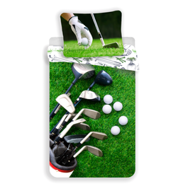 Voodipesukomplekt lastele Jerry Fabrics Golf, valge/roheline, 140 x 200 cm