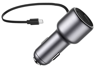 Зарядное устройство Tellur CCY2 Dual USB + USB-C cable, серый