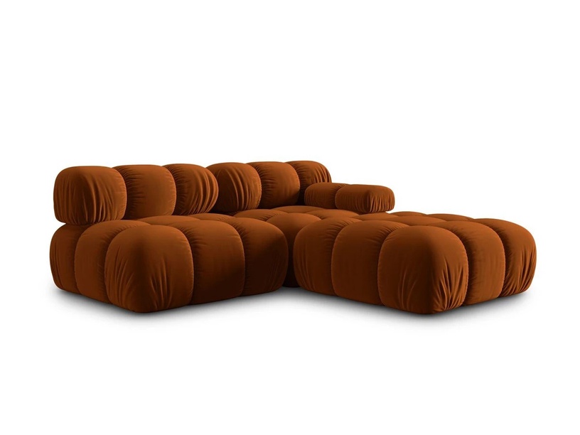 Mooduldiivan Micadoni Home Bellis Velvet, oranž, vasak, 282 x 94 cm x 63 cm