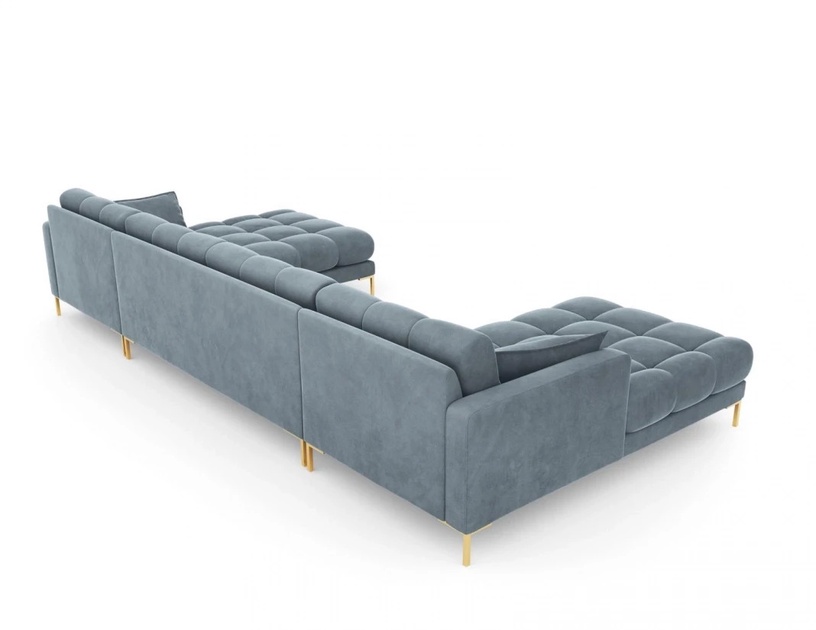 Dīvāns Micadoni Home Mamaia Velvet Panoramic, gaiši zila, 383 x 185 cm x 75 cm