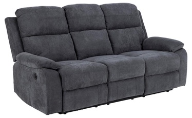 Dīvāns Mora 3-Seater Recliner, tumši pelēka, 196.5 x 95 cm x 98 cm