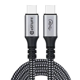 Кабель Estuff USB-C - USB-C, 2 x USB-C, 1.2 м, серый, 100 Вт