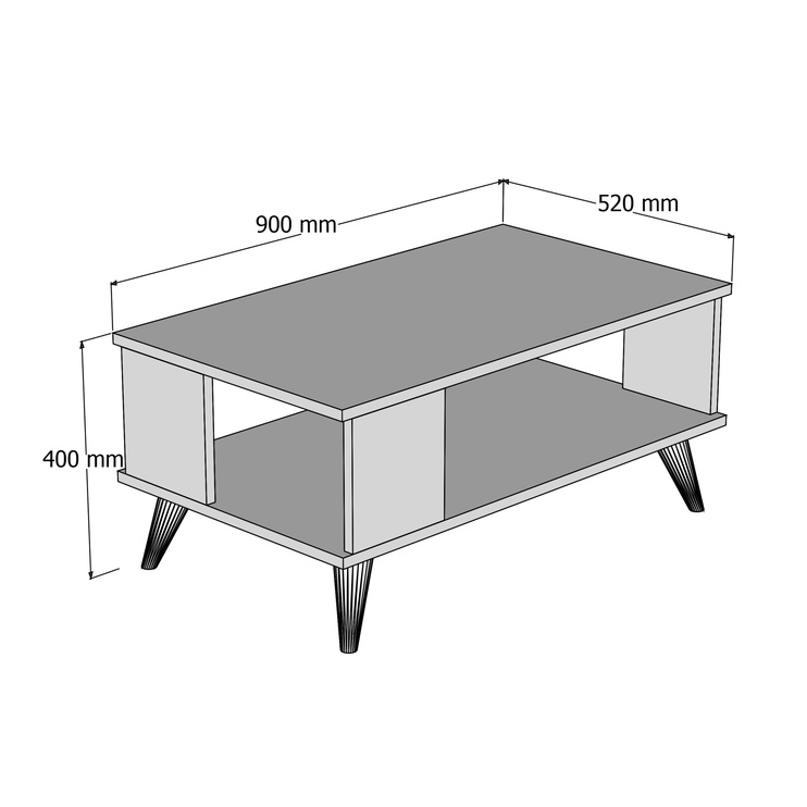 Журнальный столик Kalune Design SHP0102, коричневый, 52 см x 90 см x 40 см