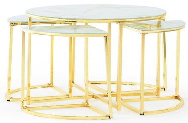 Журнальный столик Kalune Design Zen 4+1, золотой/белый, 750 мм x 750 мм x 470 мм