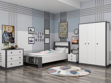 Guļamistabas mēbeļu komplekts Kalune Design Life, iekštelpu, balta/antracīta