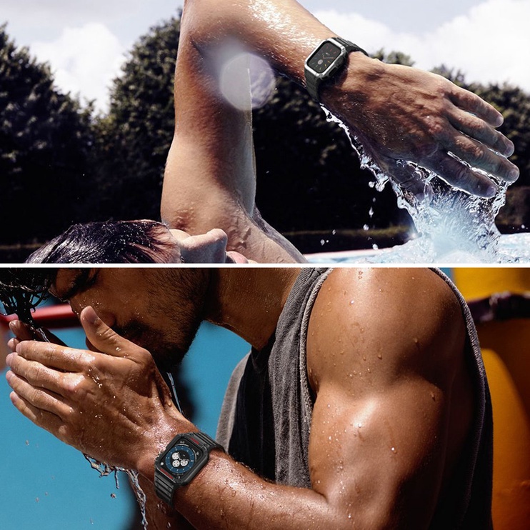 Ремешок Hurtel Protect Strap Band With Case Apple Watch 45/44/42mm, черный/желтый