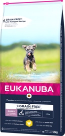 Sausā suņu barība Eukanuba Grain Free Puppy Small, vistas gaļa, 12 kg