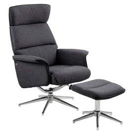 Atzveltnes krēsls Alura With Footstool, tumši pelēka, 111 cm x 74 cm x 110 cm