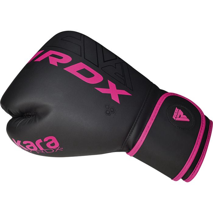Боксерские перчатки RDX F6 Matte BGR-F6MP-12OZ, черный/розовый, 12 oz