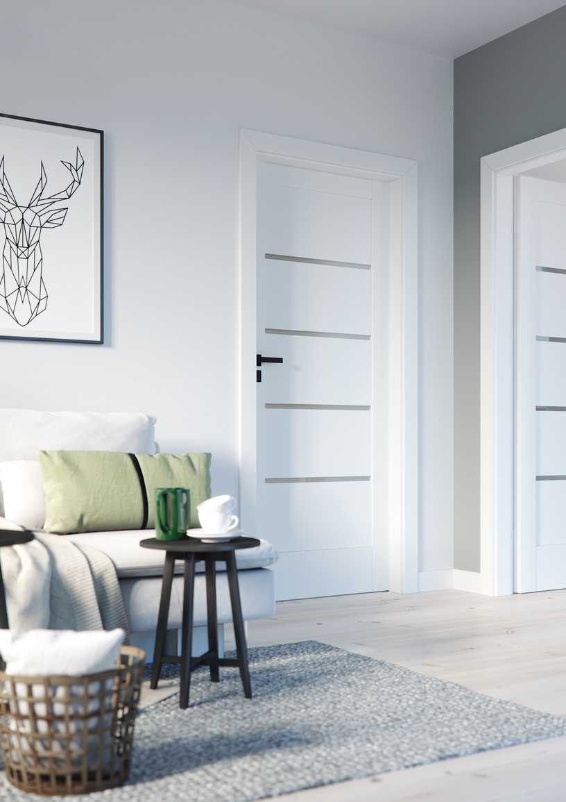 Siseukseleht Porta Verte Home G4 Verte Home G4, parempoolne, valge/hall, 203 x 74.4 x 4 cm