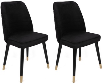 Ēdamistabas krēsls Kalune Design Hugo 366 V2 974NMB1669, matēts, zelta/melna, 49 cm x 50 cm x 90 cm, 2 gab.