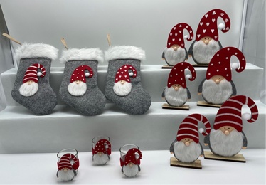 Рождественская декорация Christmas Touch Socks QX-31747/31748/3, ткань, серый