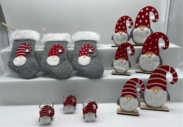 Рождественская декорация Christmas Touch Socks QX-31747/31748/3, ткань, серый