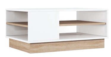 Kafijas galdiņš Kalune Design Camillo, balta/ozola, 900 mm x 600 mm x 410 mm