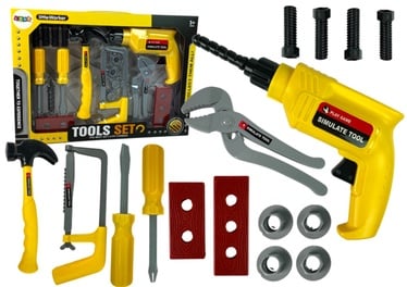 Bērnu darbarīku komplekts Lean Toys Tool Set 12145, dzeltena/pelēka