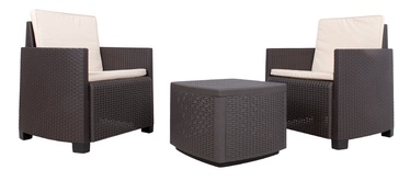 Āra mēbeļu komplekts Home4you Trinacria 101433, krēmkrāsas/tumši brūna, 2 sēdvietas