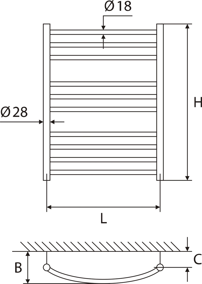Водный полотенцесушитель Elonika EV 1050 KLD, белый, 50 см x 65.5 см