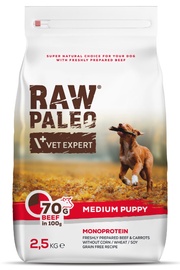 Sausā suņu barība Raw Paleo Medium Puppy Beef, liellopa gaļa, 2.5 kg