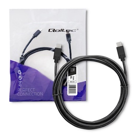 Kabelis Qoltec Perfect Connection USB 3.1 C male, USB 3.1 C male, 1.4 m, juoda