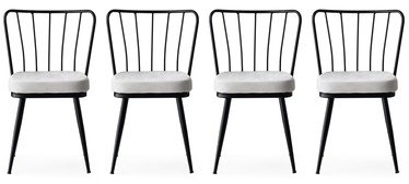 Valgomojo kėdė Kalune Design Yildiz 186 974NMB1184, balta/juoda, 42 cm x 43 cm x 82 cm, 4 vnt.