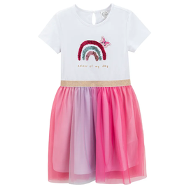 Платье лето, для девочек Cool Club CCG2810237, белый/розовый, 122 см