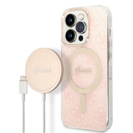 Комплект чехла и зарядного устройства Guess GUBPP14XH4EACSP, Apple iPhone 14 Pro Max, розовый