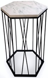 Kohvilaud Kalune Design Cetrus Marmo, valge/hall, 40 cm x 35 cm x 62 cm