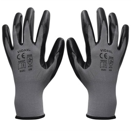 Рабочие перчатки прорезиненные VLX 24 Pairs 131376, нитрил, черный/серый, 9, 24 шт.