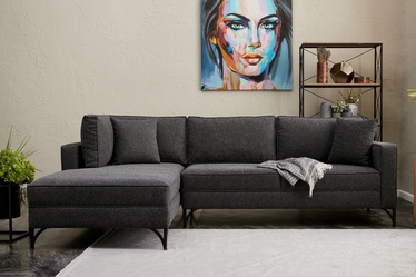 Stūra dīvāns Hanah Home Berlin, melna/antracīta, kreisais, 181 x 258 x 83 cm