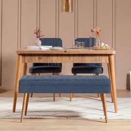 Ēdamistabas komplekts Kalune Design Vina 1048-3, priedes/tumši zila
