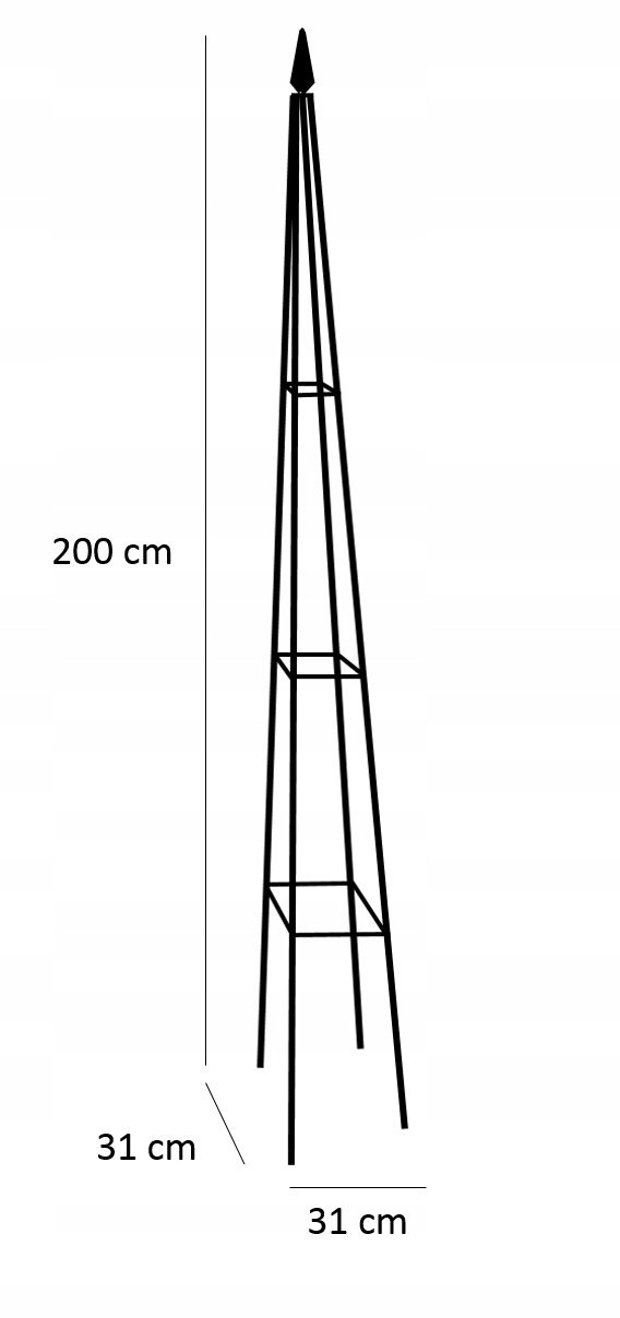 Atbalsts vīteņaugiem PERG-N0293, 200 cm x 31 cm, 31 cm, metāls