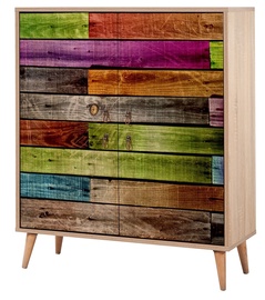 Skapītis Kalune Design Multilux 726, brūna/daudzkrāsaina, 95 cm x 36 cm x 111 cm