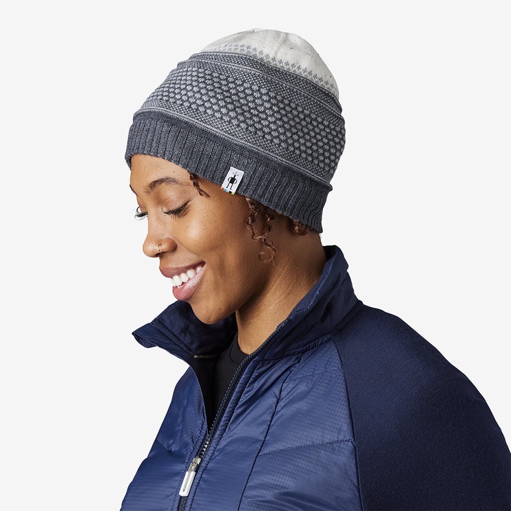 Cepure Smartwool Popcorn Cable Beanie Natural Donegal, pelēka