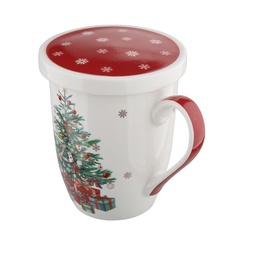 Krūze ar vāciņu Altom Christmas Tree, balta sarkana, 0.3 l