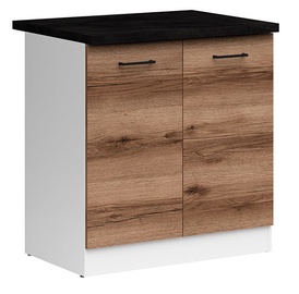Нижний кухонный шкаф Black Red White Junona Line, белый/черный/дубовый, 800 мм x 470 мм x 852 мм
